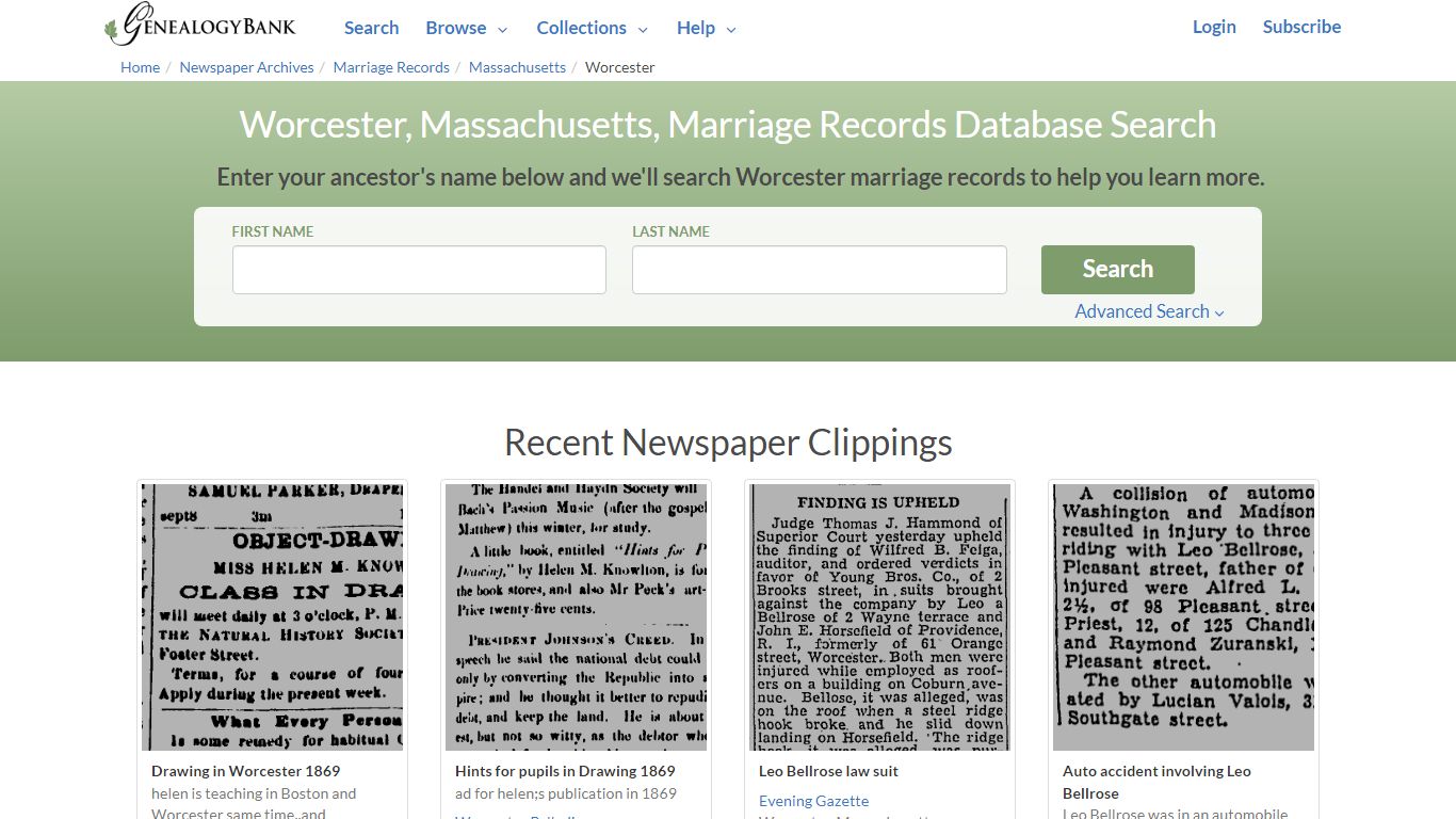 Worcester, Massachusetts, Marriage Records Online Search